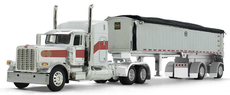 Peterbilt Model 389 & MAC Coal End Dump Trailer ホワイト/レッド/ゴールド ダンプ / DCP 1/64 建設機械模型 工事車両