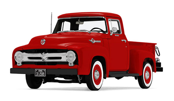 Hot Wheels - 1956 Ford F-100 ピックアップ バーミリオンレッド トラック / First Gear 1/25 建設機械模型 工事車両