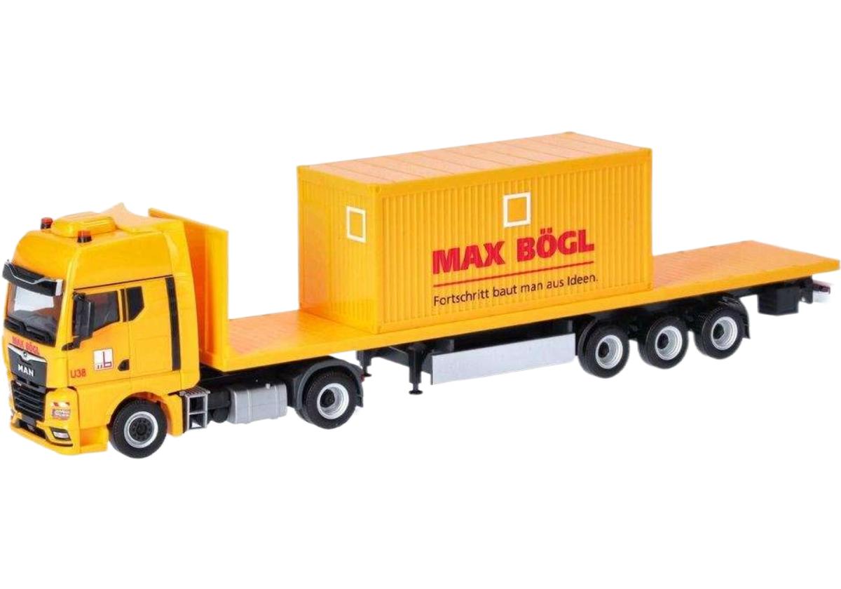 マックス ベグル MAN TGX GX フラットベッド セミトレーラー / Herpa 1/87 建設機械模型 工事車両