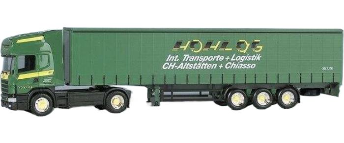 Car Toys, Train Toys - Hohl AG Scania 144 Topline カーテンサイドセミトレーラー トレーラー / Herpa 1/87 建設機械模型 工事車両