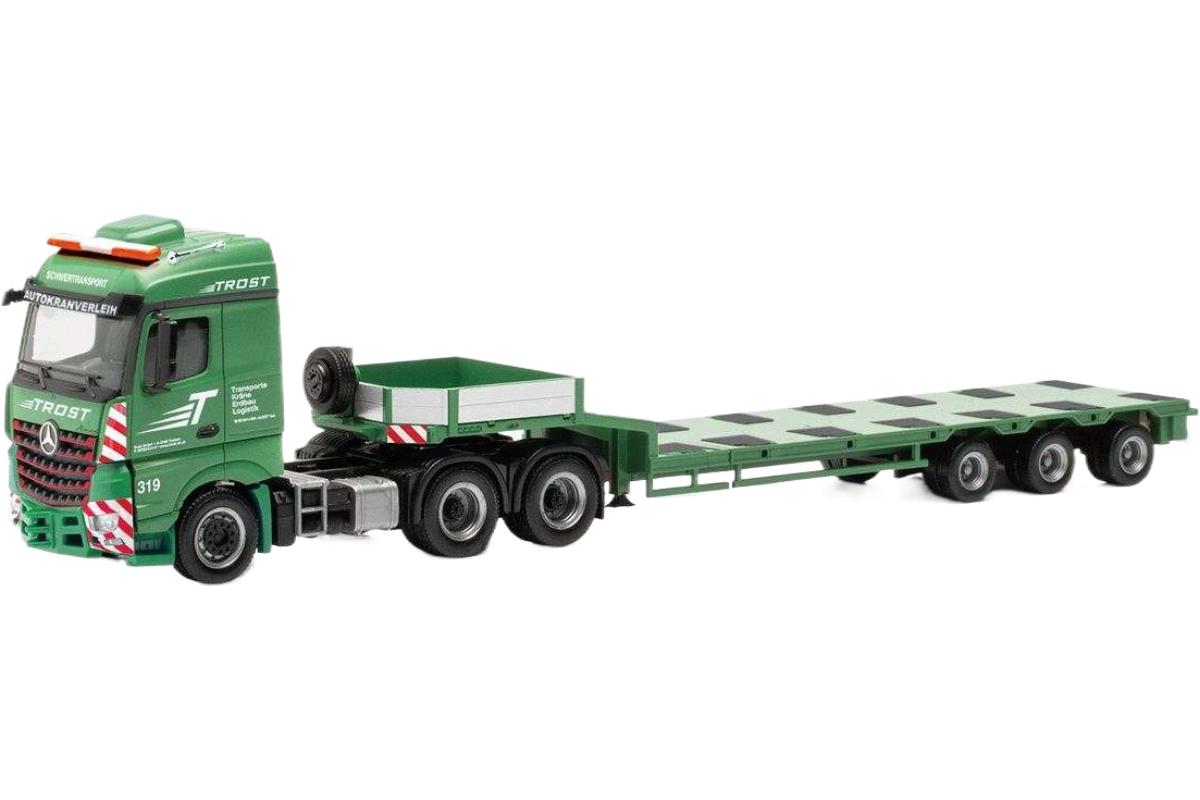 Trost Mercedes Benz Arocs Streamspace 低床トレーラー 積載車 / Herpa 1/87 建設機械模型 工事車両