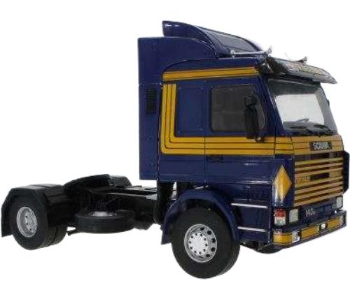 Hot Wheels - ASG Scania 143 Topline ダークブルー イエロー トラック / MCG 1/18 建設機械模型 工事車両