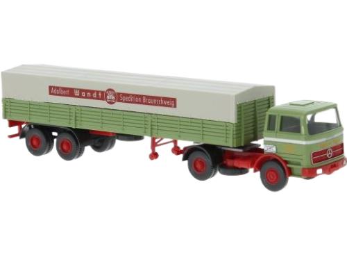 Gerhard Wandt Mercedes Benz 1620 プラットフォームセミトレーラー / Wiking 1/87 建設機械模型 工事車両