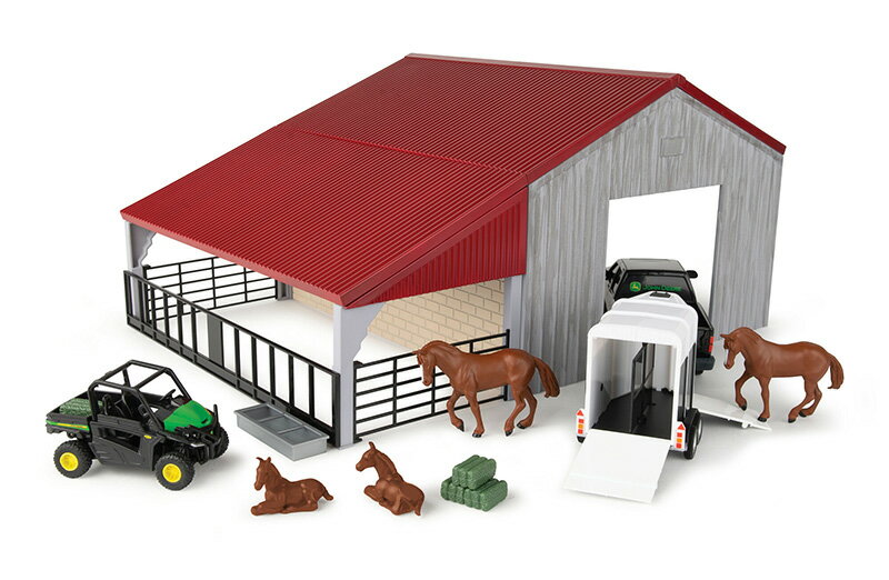 汽车玩具, 电车玩具 - John Deere ウェザリング加工 納屋 プレイセット 農機 模型 / ERTL 1/32