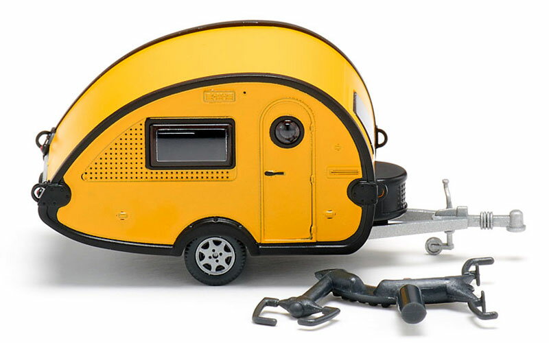 Caravan (TAB) キャンパー イエロー & ブラック トレーラー / WIKING 1/87 建設機械模型 工事車両