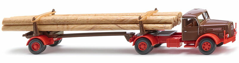 1955-61 Henschel 木材運搬車 ブラウン & レッド トラック / WIKING 1/87 建設機械模型 工事車両