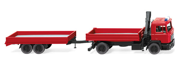 消防隊 MAN F 90 フラットベッドトラック & トレーラー / WIKING 1/87