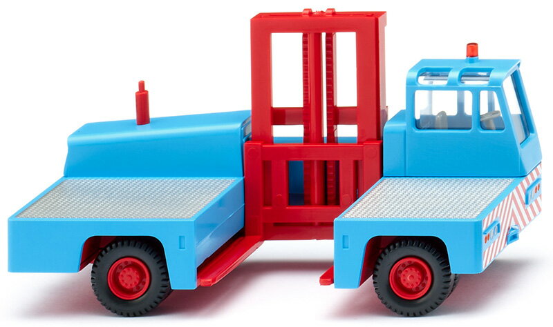 1968 サイドローダー ライトブルー & レッド フォークリフト / WIKING 1/87 建設機械模型 工事車両