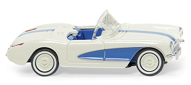Chevrolet Corvette パールホワイト & スカイブルー ミニカー / WIKING 1/87