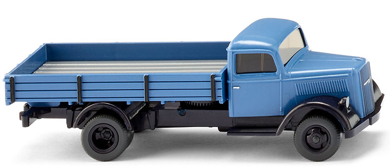 Opel Blitz フラットベッドトラック ブルー ミニカー / WIKING 1/87