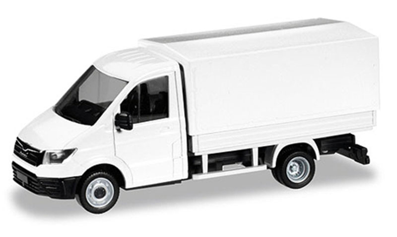 MANマン TGE フラットベッド ホワイト トラック 働く車 模型 / Herpa 1/87 ミニカー 模型