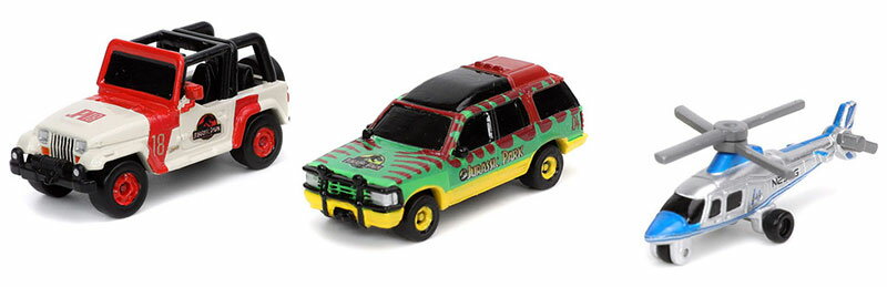 ジュラシックワールド ジープ & ヘリコプター キャラクター 乗り物セット 模型 / JADA ミニカー 模型...