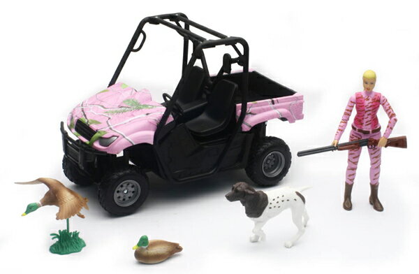 ATV サイドバイサイド ピンク 狩猟 ハンティング プレイセット ジオラマ 玩具 模型 / NEW-RAY 1/12 ミニカー 模型