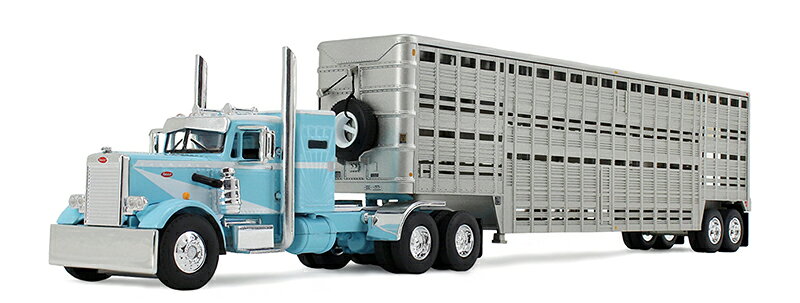Peterbiltピータービルト Model 351 Blue White Wilson Livestock Trailerトレーラー / DCP 1/64 トラック商用車 模型