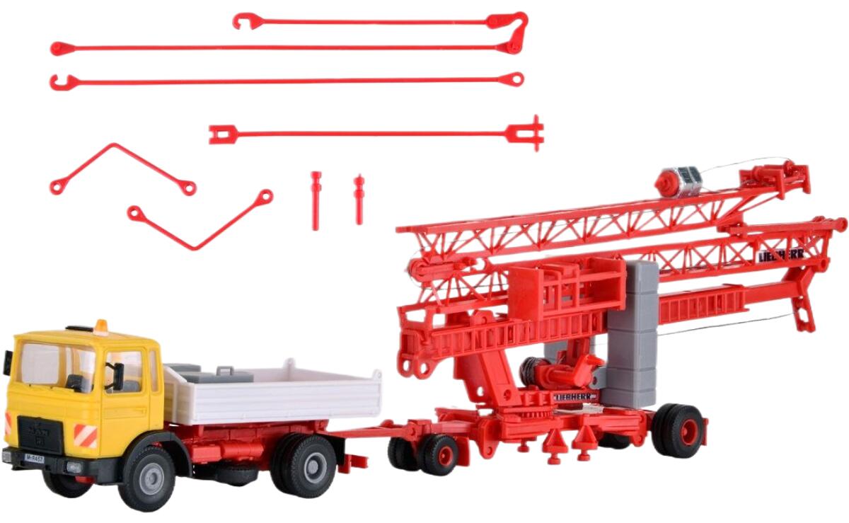 MAN tipping platform and Liebherrリープヘル SK 20 fast-loading craneクレーン トラック 模型 /Kibri 1/87