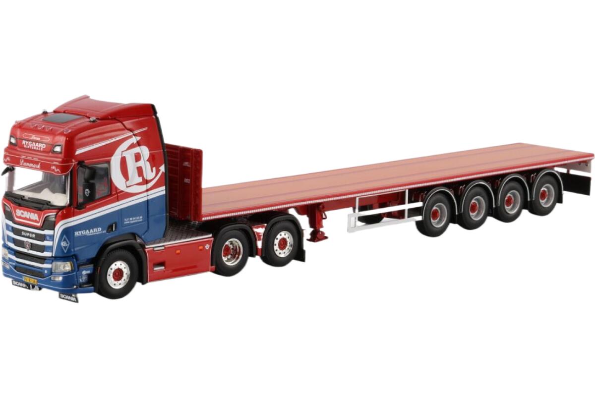Rygaard Scaniaスカニア R Highline CR20H 6x2 flat bed semitrailerフラットベッドセミトレーラー 4axle トラック 模型 /WSI 1/50