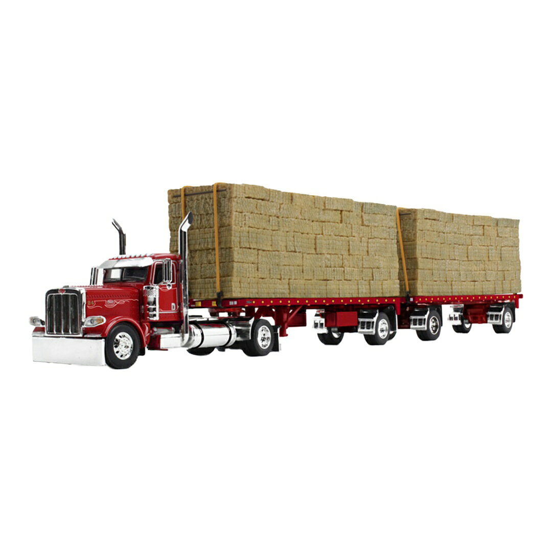ピータービルト Peterbilt モデル389 デイキャブ ユーティリティ デュアルヘイ フラットベッドトレーラー / FIRST GEAR 1/64 ミニカー トラック模型