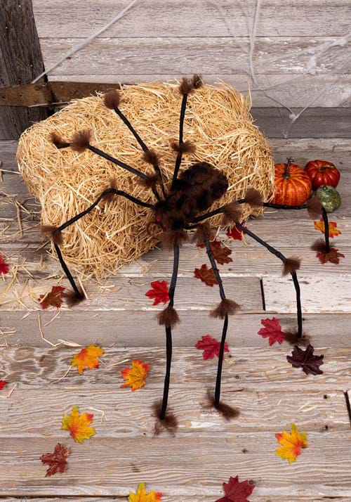 51cm 大型 茶色 毛むくじゃら クモ 装飾 ハロウィン デコレーション フォーム製 ポーズ可能 赤目 ホラー インテリア(3.0)