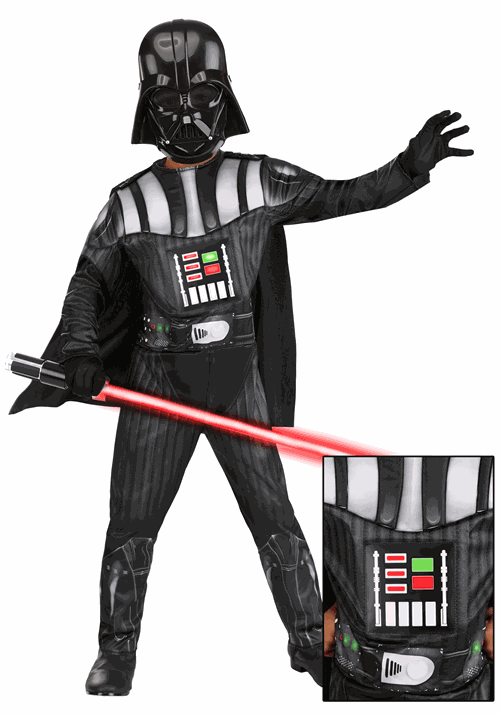 ダースベイダー コスプレ コスチューム キッズ ハロウィン 仮装 スターウォーズ STAR WARS ライトアップ 悪役 映画キャラクター 衣装 子供 男の子 イベント パーティー