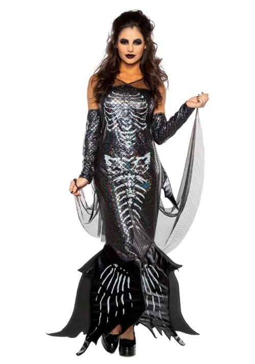 Rakuten - スケルトン マーメイド コスプレ コスチューム レディース ハロウィン 仮装 人魚 骸骨 グリッター 衣装 ドレス ショール 手袋 イベント パーティー 学園祭 文化祭 コスプレ衣装