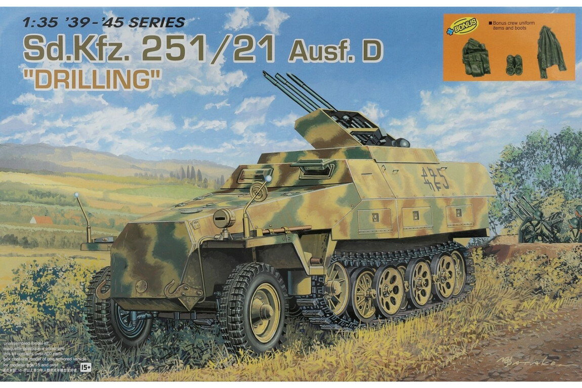 Sd.Kfz. 251/21 Ausf. D Drilling 組み立てプラモキット模型 装甲車 /Dragon 1/35