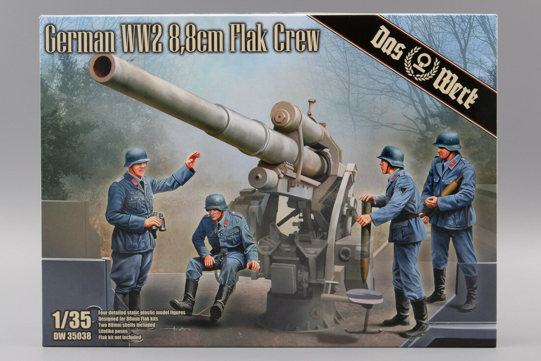 German WWII 8.8cm FlaK Crew figurines ドイツ軍 8.8cm Flak 高射砲兵 組み立てプラモキット模型 /Das Werkダスヴェルク 1/35
