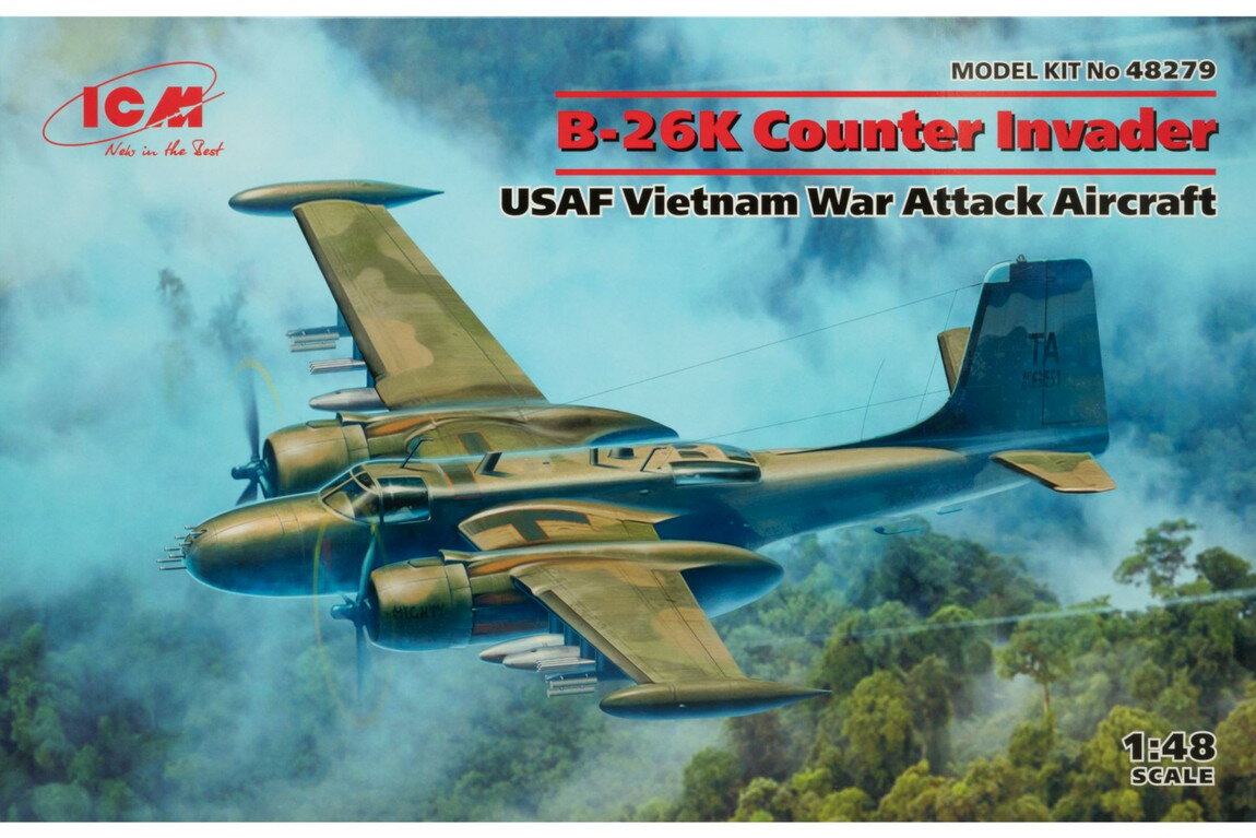 Douglas B-26K Counter Invader USAF Vietnam War Attack Aircraft 組み立てプラモキット模型 飛行機 /ICM 1/48