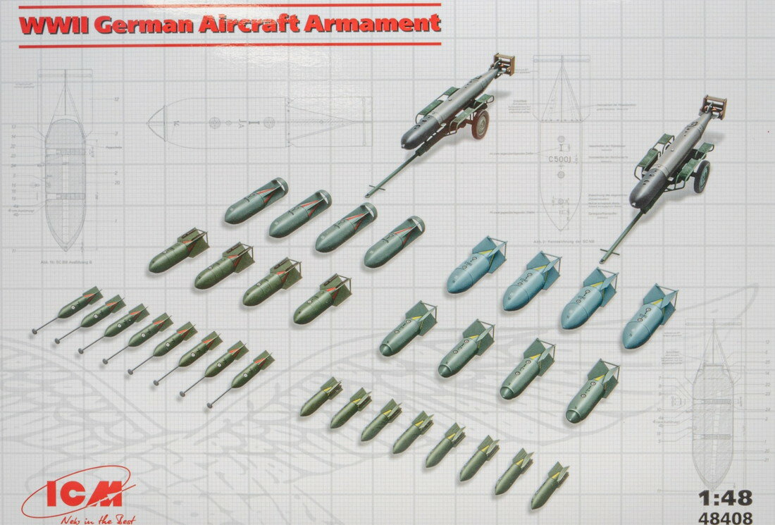 WWII German Aircraft Armament第二次世界大戦ドイツ軍航空機武装セット組み立てプラモキット模型 /ICMアイシーエム 1/48