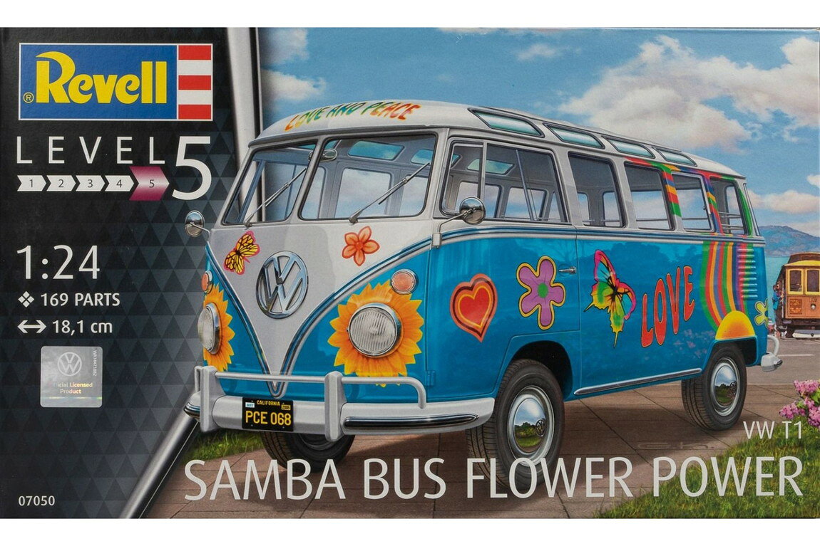 VWフォルクスワーゲン T1 Samba Bus Flower Power 組み立てプラモキット模型 カーモデル /Revell 1/24