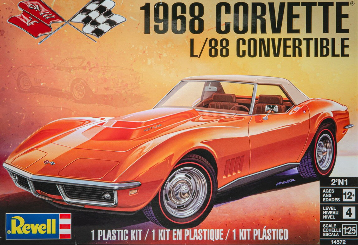 Hot Wheels - 1968 Corvetteコルベット L88 Convertible 2in1 組み立てプラモキット模型 カーモデル /Revell 1/25