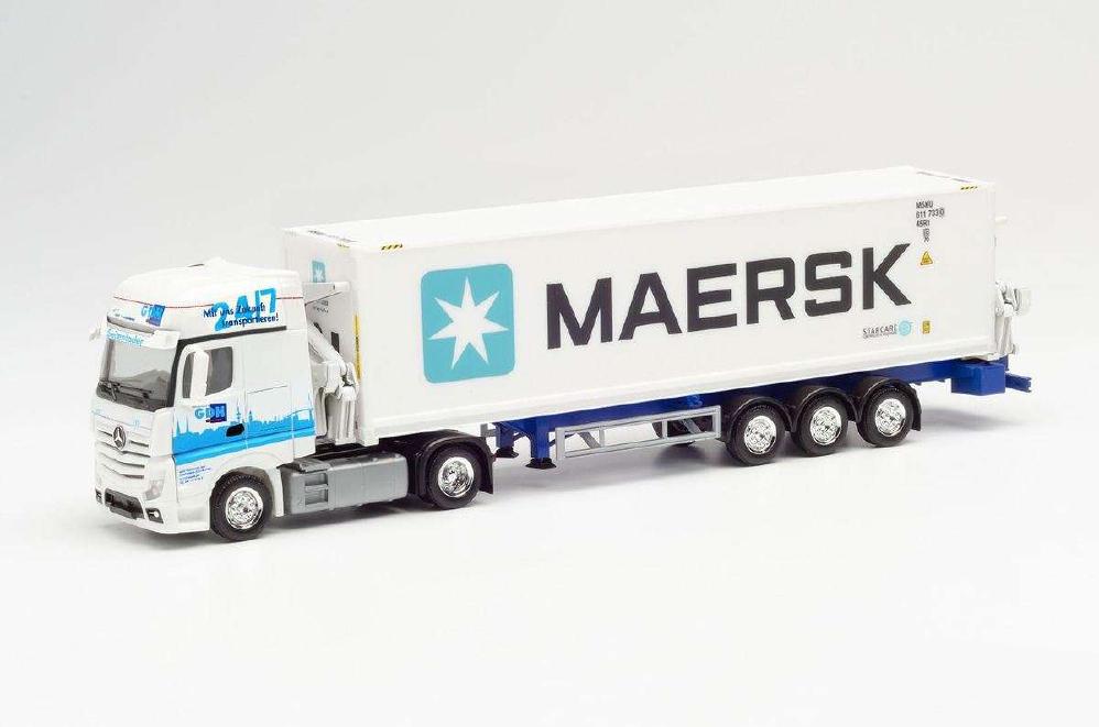 Herpa GDH / Maersk Mercedes Benz Actros Gigaspace side loader セミトレーラー 313384 /Herpa 1/87 ミニチュア トラック 建設機械模型 工事車両