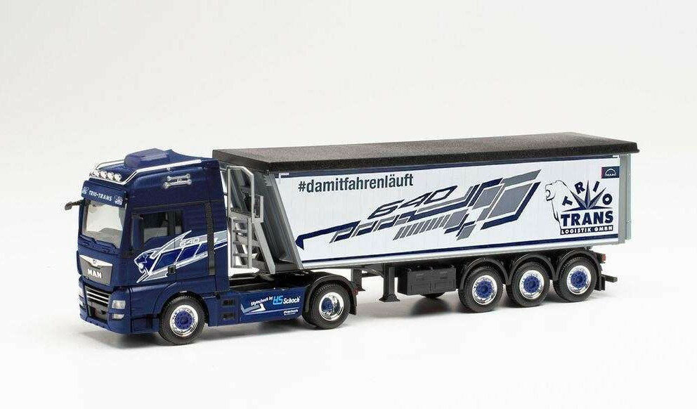 Herpa Trio-Trans MAN TGX XXL Euro 6c Stoffelliner セミトレーラー 314299 /Herpa 1/87 ミニチュア トラック 建設機械模型 工事車両