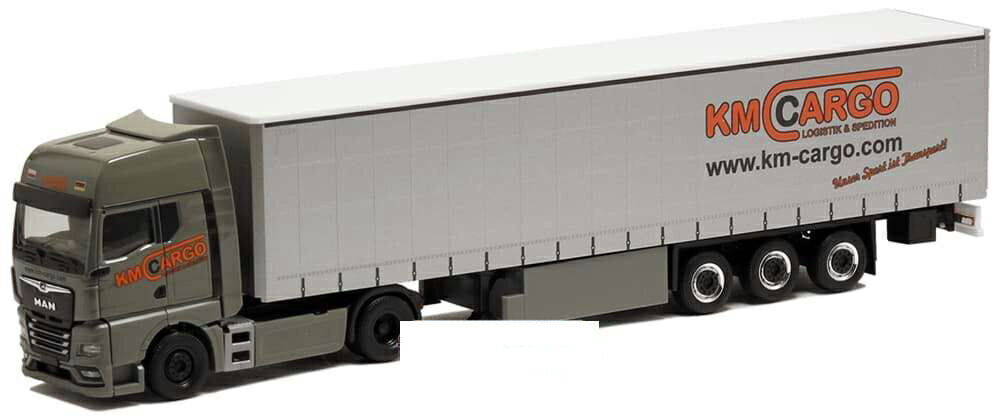 Herpa KM Cargo MAN TGX GX Curtain Tarpaulin セミトレーラー 952361 /Herpa 1/87 ミニチュア トラック 建設機械模型 工事車両