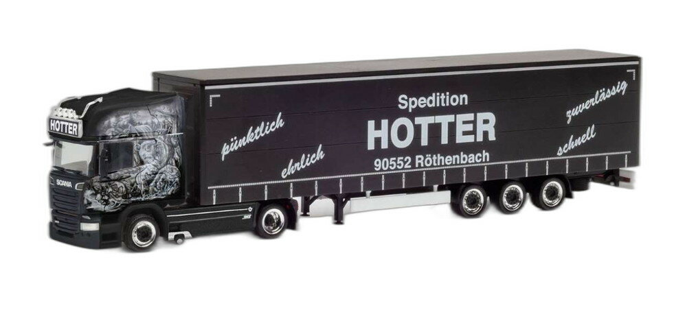 Hotter Scania R 13 TL ローライナー カーテン/ Herpa 1/87 模型 ミニカー