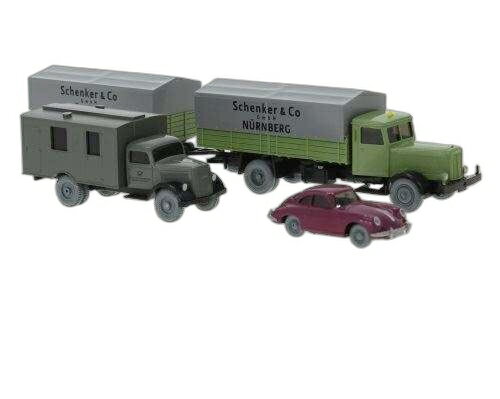 Set 97 Hanamog HD5N プラットフォームトラック +/ Wiking 1/87 模型 ミニカー