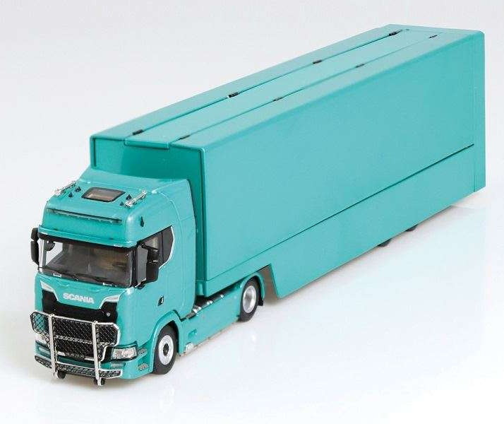 Scania S730 V8 4x2 car transporter turqoise トラック /NZG 1/64 建設機械模型