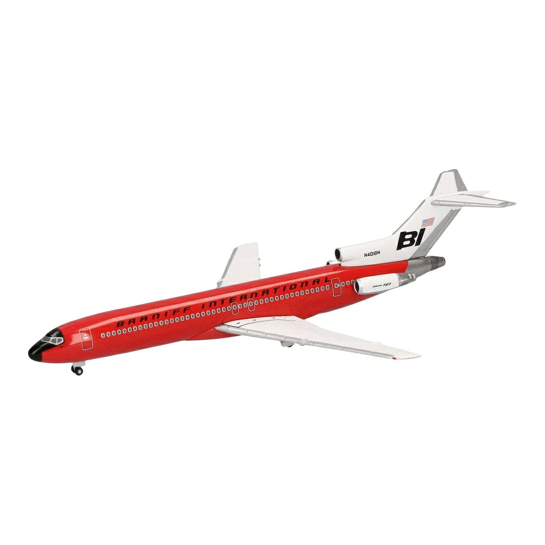 ブラニフ・インターナショナル Braniff International ボーイング 727-200 ソリッドレッド N401BN / Herpa 1/500 飛行機模型 旅客機