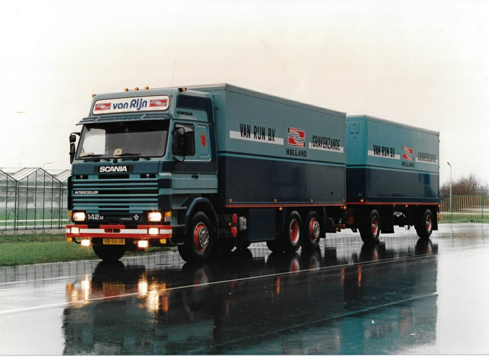 y\z2023N\Rijn, van Scania 142 motorwagen met 2-assige aanhangergbN /݋@B͌^ Hԗ Tekno 1/50 ~j`A