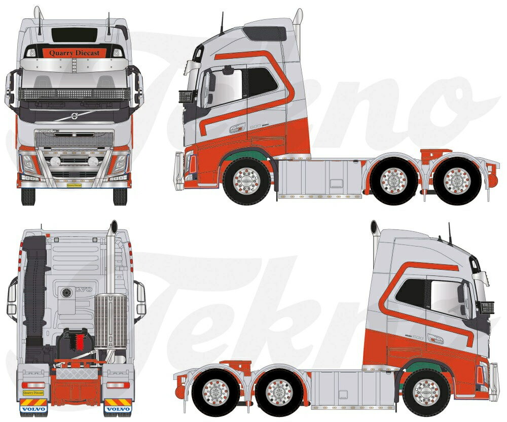 【予約】2024年発売予定Volvo Down Under Silver-redVolvo Globetrotter XL 6x2トラクタ トラック/Tekno 1/50 建設機械模型　ミニチュア