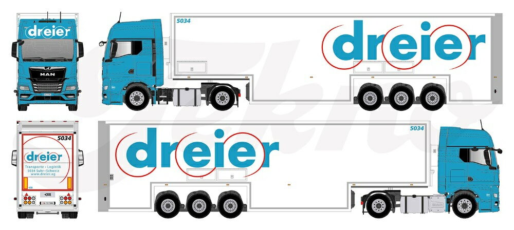 【予約】2024年発売予定Dreier MAN TGX GX 4x2 met Jumbo dubbeldek trailer トラック /TEKNO 1/50 建設機械模型