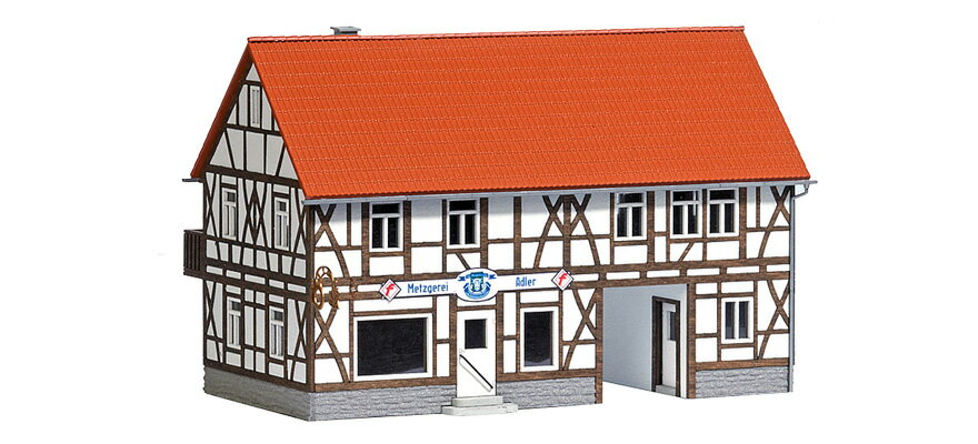 HOゲージ 鉄道模型 Busch ブッシュ Country butcher shop Adler real wooden framework kit