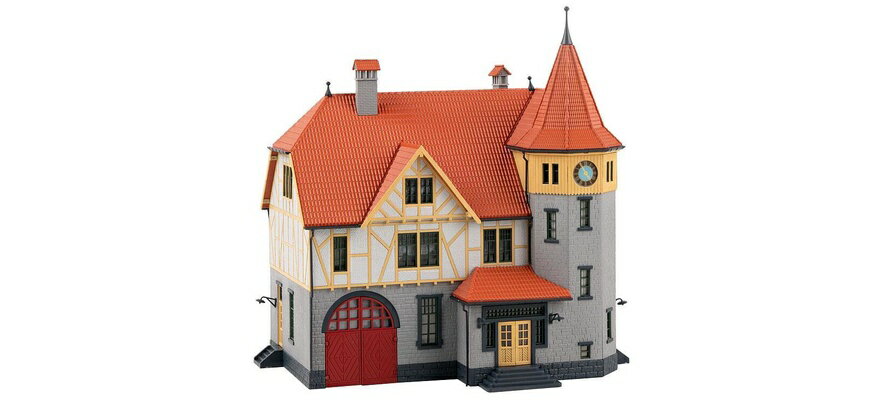 HOゲージ 鉄道模型 Faller ファーラー 消防署ガレージ付市役所 Town hall with fire brigade garage 206 x 168 x 215 mm