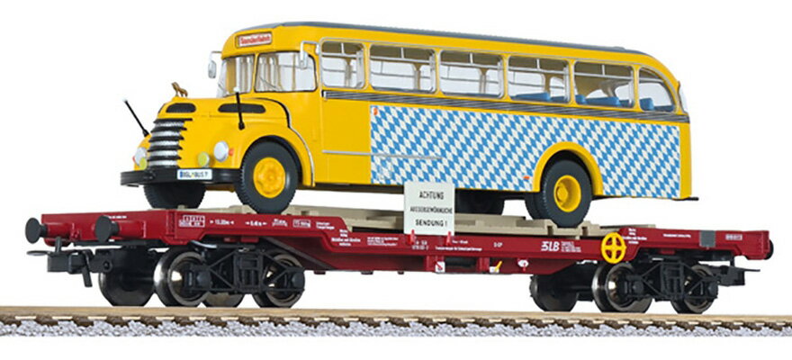 HOゲージ 鉄道模型 Liliput リリパット SLB Era V transport wagon loaded with a Graef & Stift rail bus DC