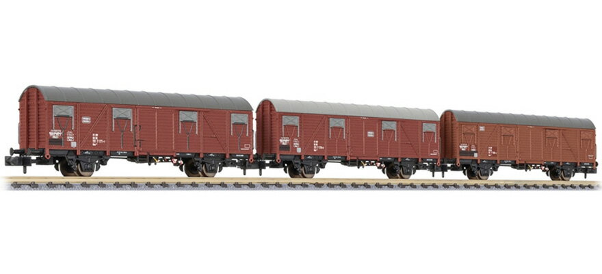 Nゲージ 鉄道模型 貨車 Liliput リリパット DB Gbs 245 Era IV 3 part Set of boxcars DC