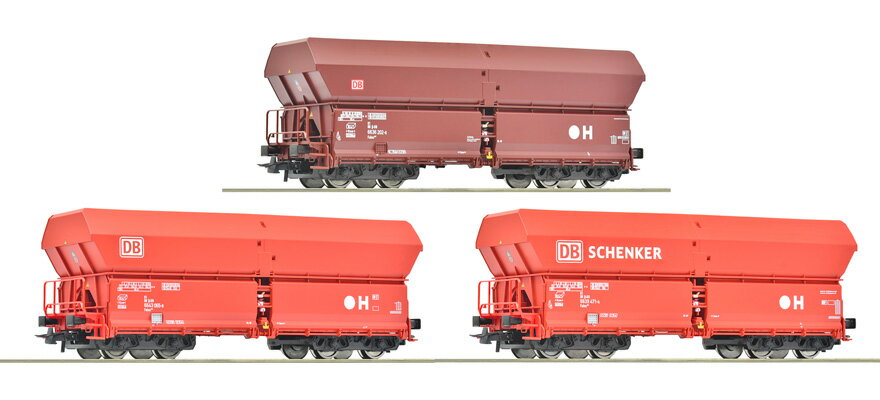 HOゲージ 鉄道模型 貨車 Roco ロコ DB AG Falns 3両セット Era VI DC Self-unloading wagon type Falns