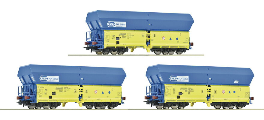 HOゲージ 鉄道模型 貨車 Roco ロコ PKP 3両セット Era V-VI DC Self-unloading wagons of the PKP