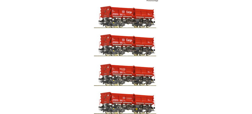 HOゲージ 鉄道模型 Roco ロコ DB AG Dump truck type Fans 128 4 piece set Era VI DC