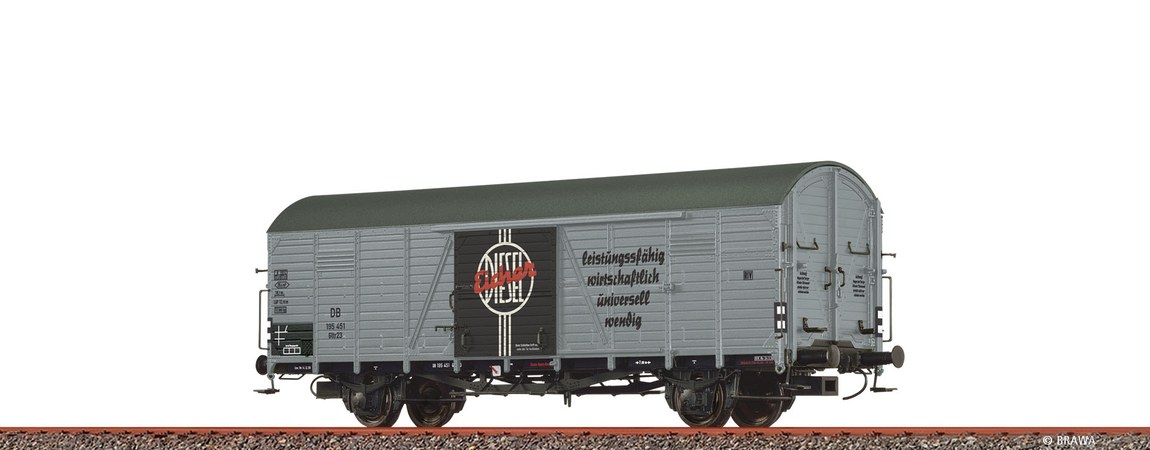 HOゲージ 鉄道模型 貨車 Brawa ブラワ DB 有蓋車 Era III DC DB Boxcar Eicher Tra...