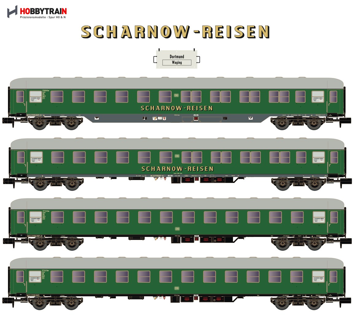 Nゲージ 鉄道模型 客車 Hobbytrain ホビートレイン DB Scharnow Reisen 簡易寝台車 4両セット Era III DC