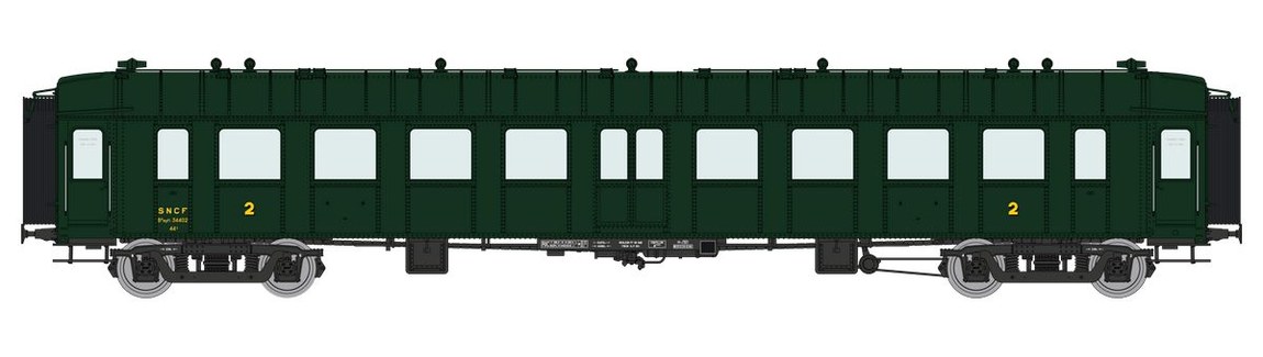 HOゲージ 鉄道模型 客車 REE Modeles リーモデルズ SNCF OCEM RA 2nd Class B9 green Era III DC green roof